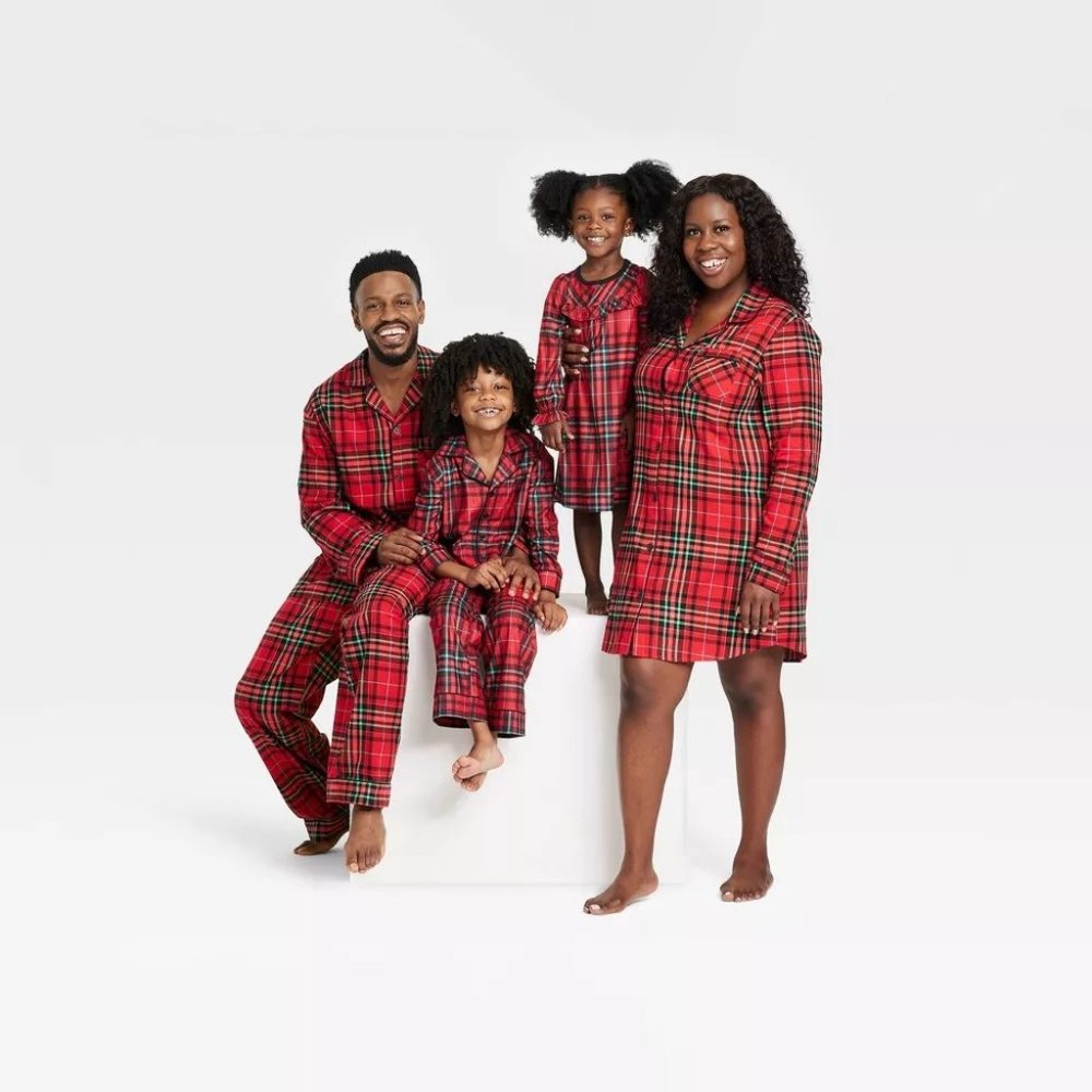 Wondershop Baby Holiday Tartan Plaid Matching Footed Pajama Christmas Size 3-6 M - Picture 4 of 4